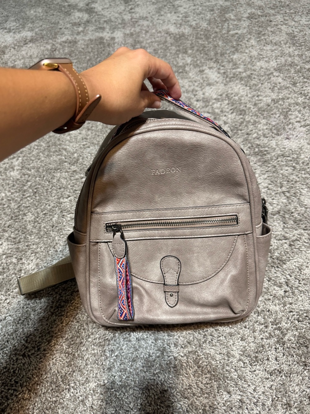 Taupe Mini Backpack Purse — FADEON RETRO